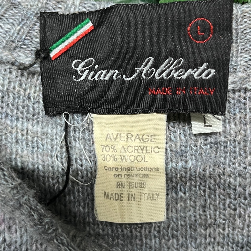 Vintage Gian Alberto Sweater Mens Large Gray Llama Pattern Made in Italy 3342 - Picture 4 of 8